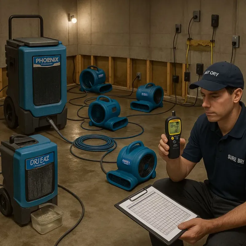 Structural Drying and Dehumidification process in South Park Township, PA